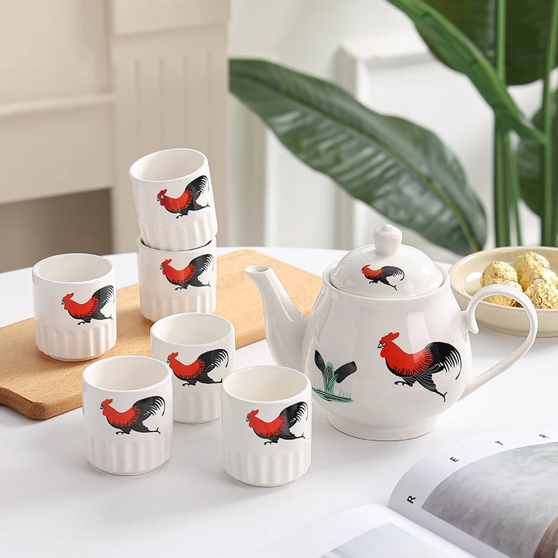 陶瓷茶壶茶杯酒店餐厅耐高温茶水壶大排档客厅防爆防炸泡茶壶水杯