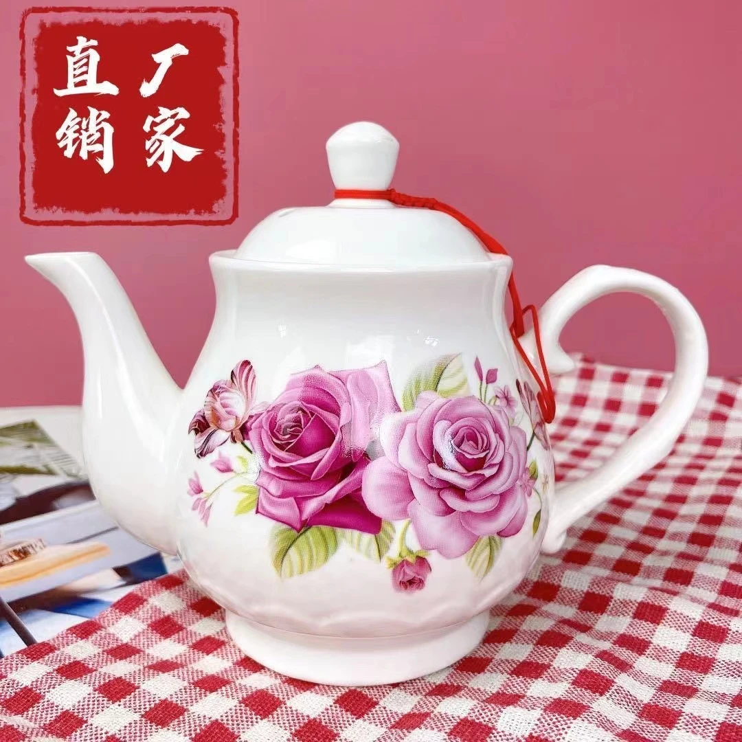 家庭客厅陶瓷花茶壶耐高温茶壶茶杯整套大小容量办公室冷水壶包邮