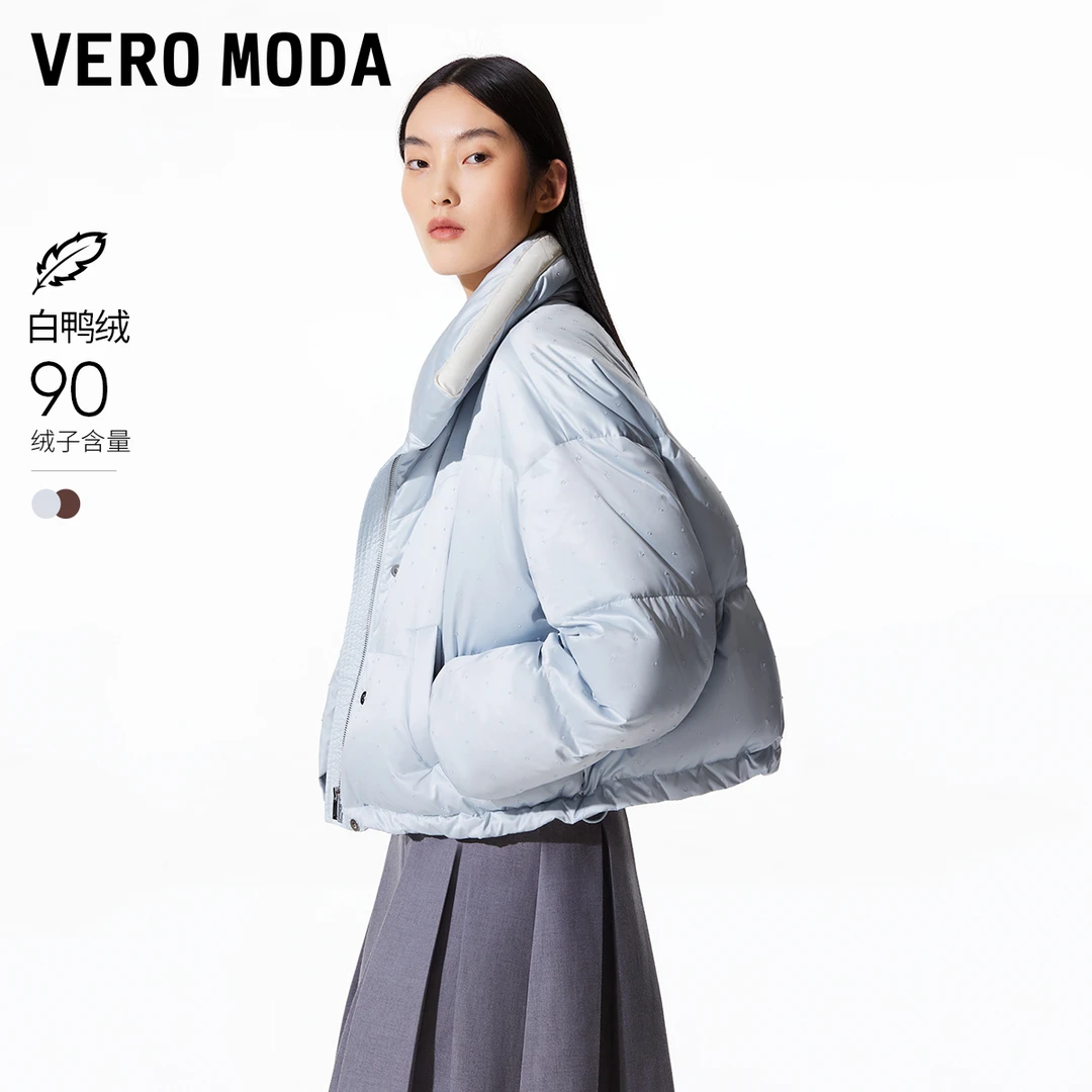 Vero Moda羽绒服女洋气新款90白鸭绒烫钻装饰短款保暖轻薄外套