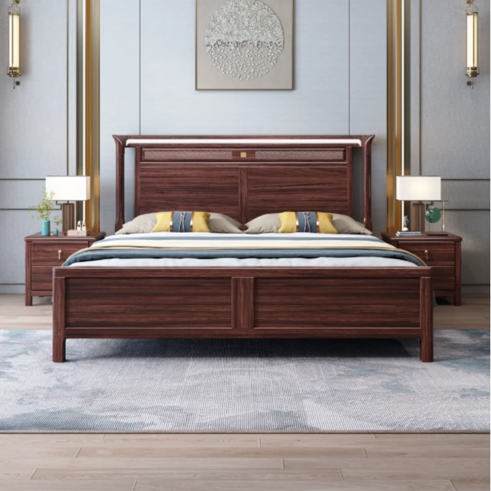 乌金木实木床双人床新中式家用大床主卧室9912#