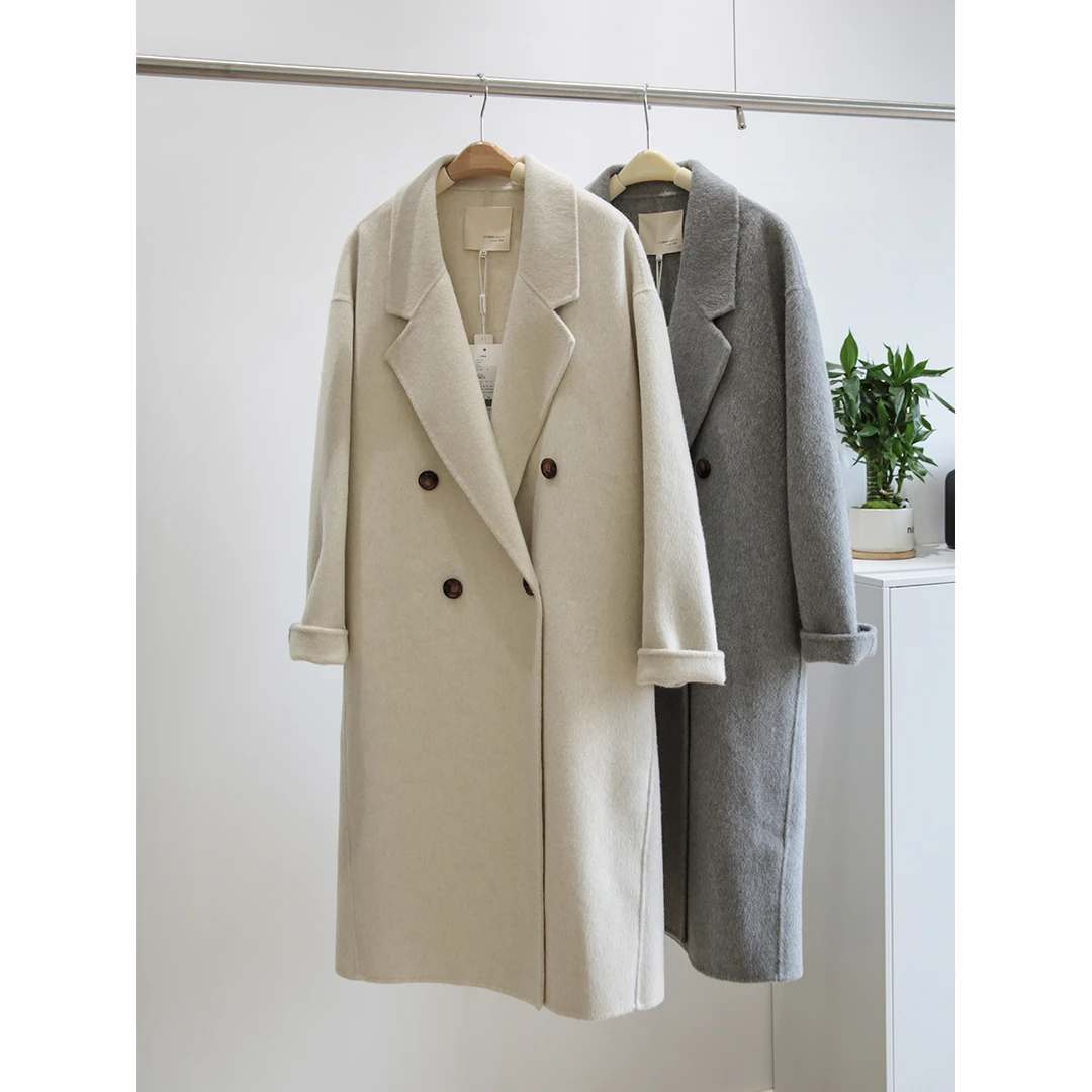 【冬日来信】冬季气质显瘦双面呢女中长款韩版羊毛大衣呢子外套D888
