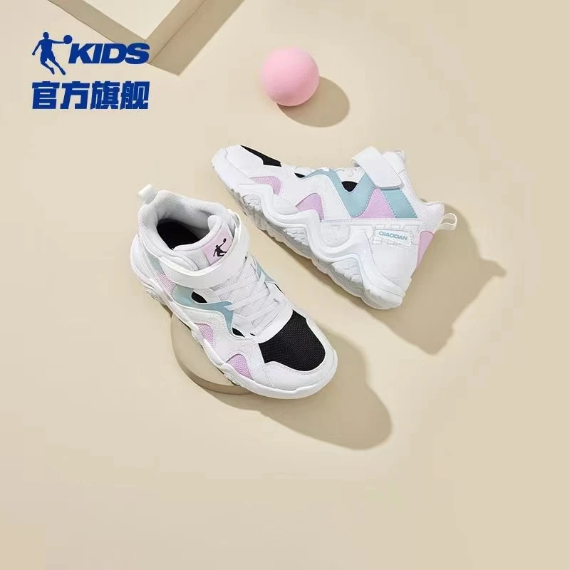 中国乔丹童鞋女童休闲鞋2024春季新款大童防滑魔术贴运动鞋儿童女