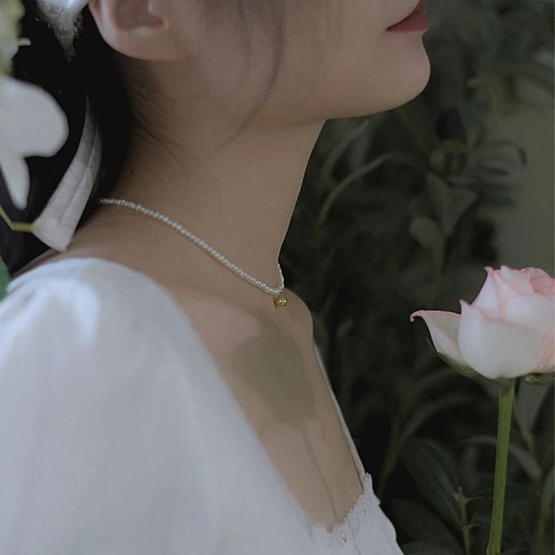 非金属仿珍珠项链 法式轻奢仿珍珠项链女复古小众高级感ins锁骨链