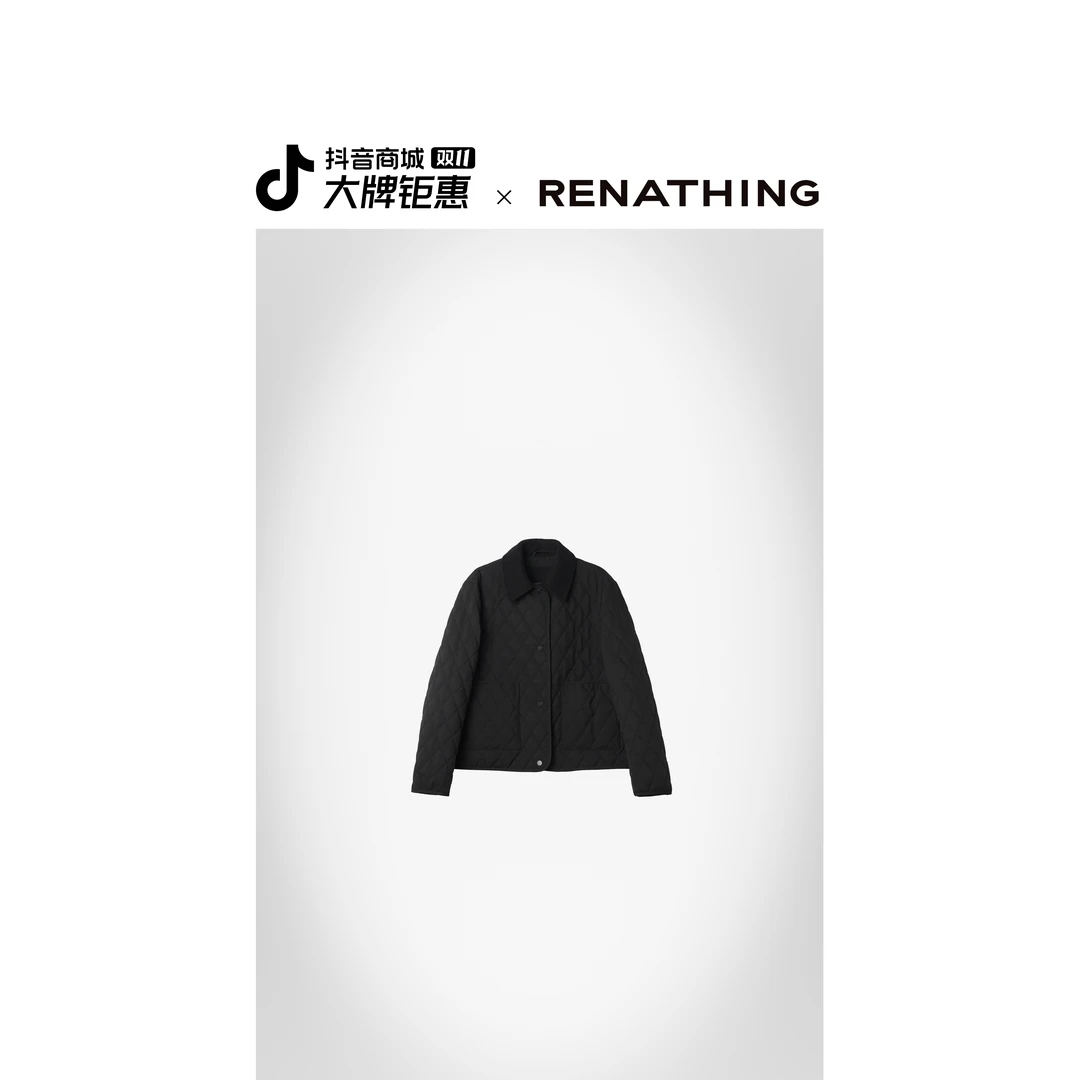 【RENATHING】菱格纹理翻领绗缝夹克外套