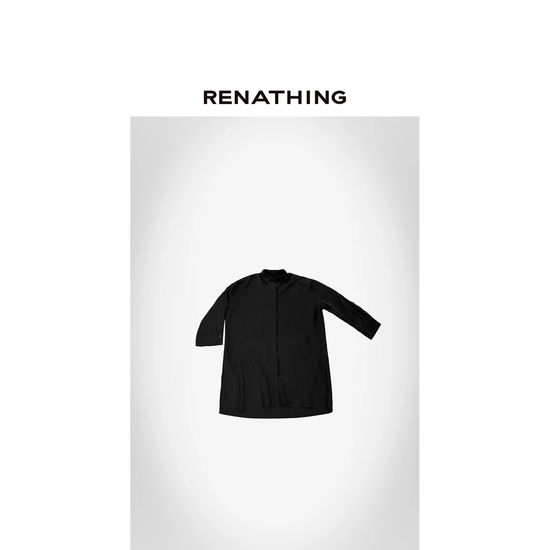 【RENATHING】轻松慵懒单口袋长款衬衫
