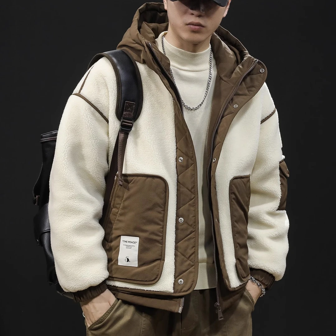 美式复古风重磅羽绒服男冬季新款时尚百搭男士外套宽松保暖羊羔绒