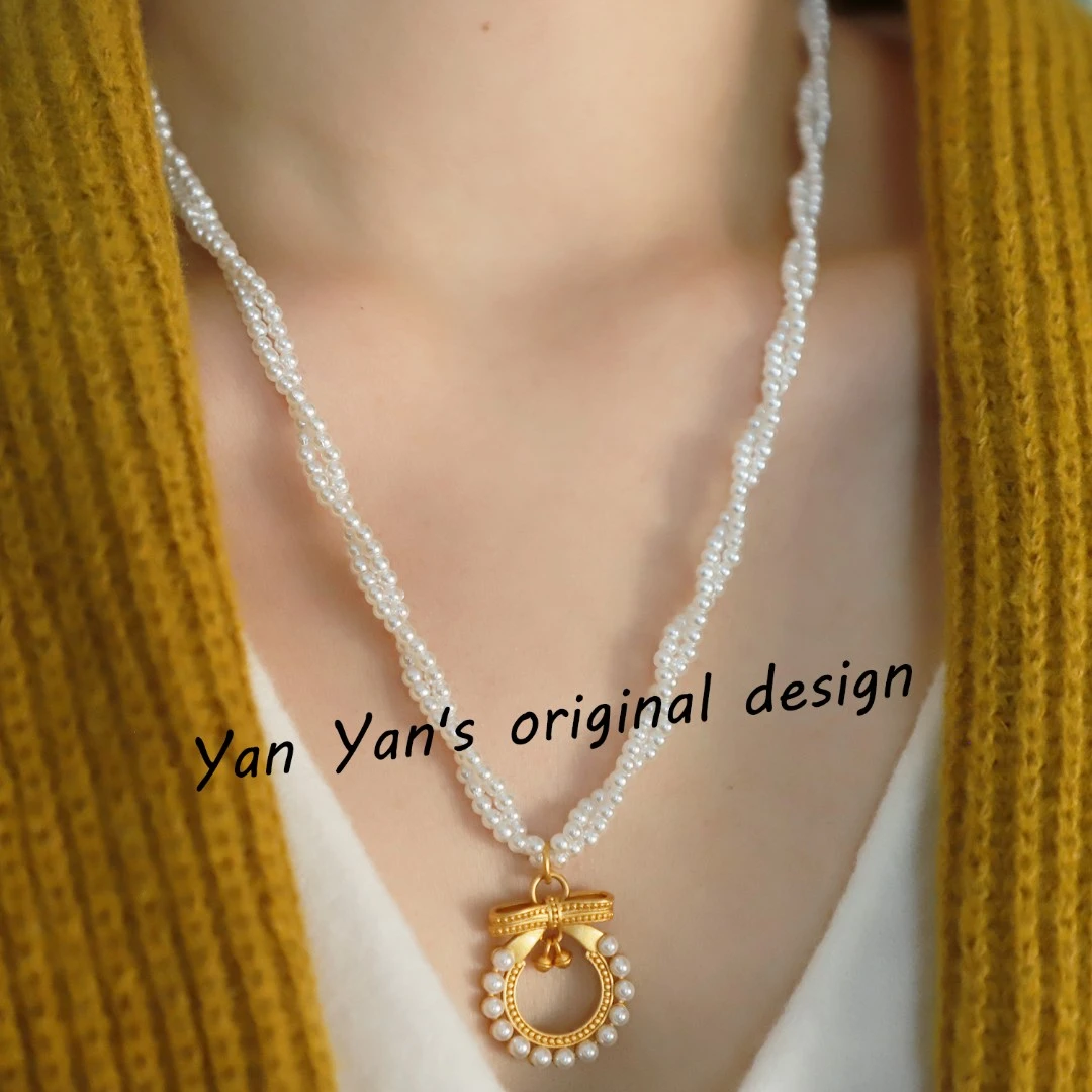 非金属仿珍珠项链 蝴蝶结花环项链