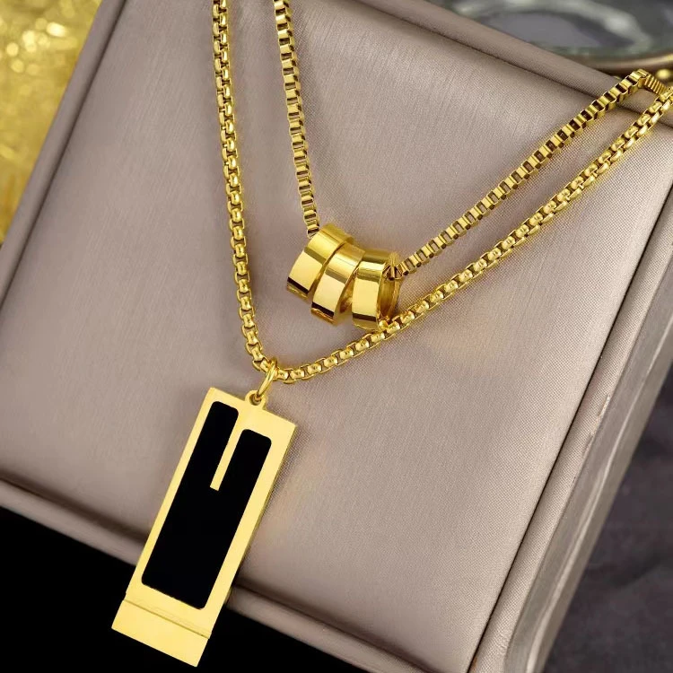 钛钢项链 欧美潮流毛衣链长款女高级感百搭时尚日韩双层叠配饰ins