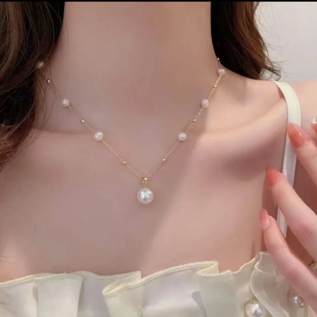 满天星贝珠项链时尚款轻奢锁骨链