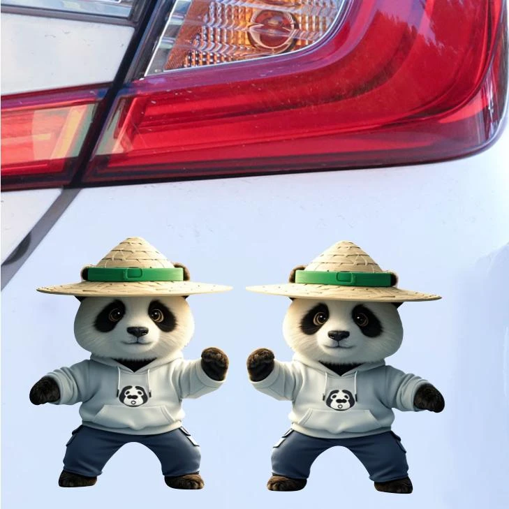 国潮熊猫车贴个性创意卡通可爱划痕遮挡汽车车贴纸车身车门装饰贴