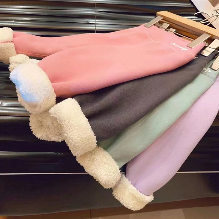 HHkids女童加绒打底裤秋冬加厚儿童休闲裤保暖裤童装裤子AKZ129