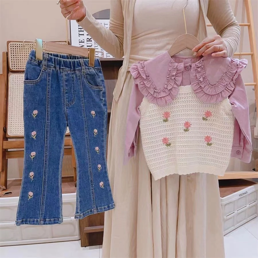 【现货】秋季女童吊带针织马甲衬衫休闲裤紫色套装HMM425