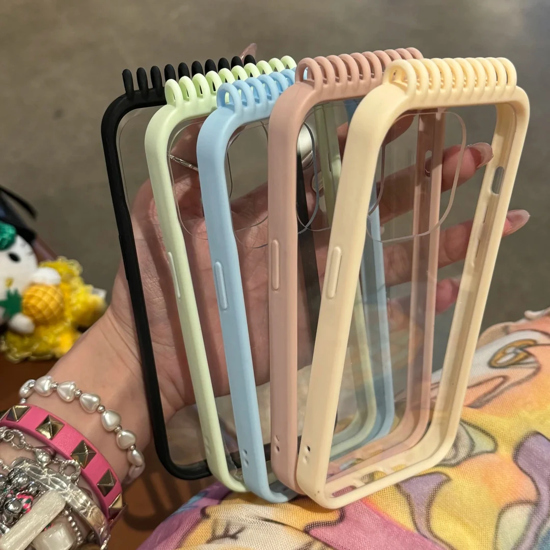 简约立体笔记本边框适用苹果15promax手机壳可爱14pro透明ins韩风