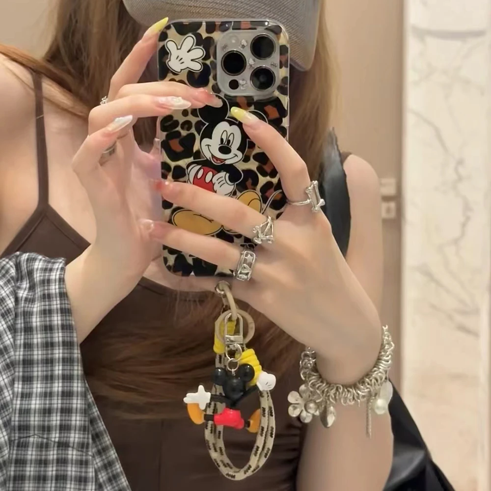 豹纹米奇适用苹果15promax手机壳可爱卡通14新款个性13日韩创意12