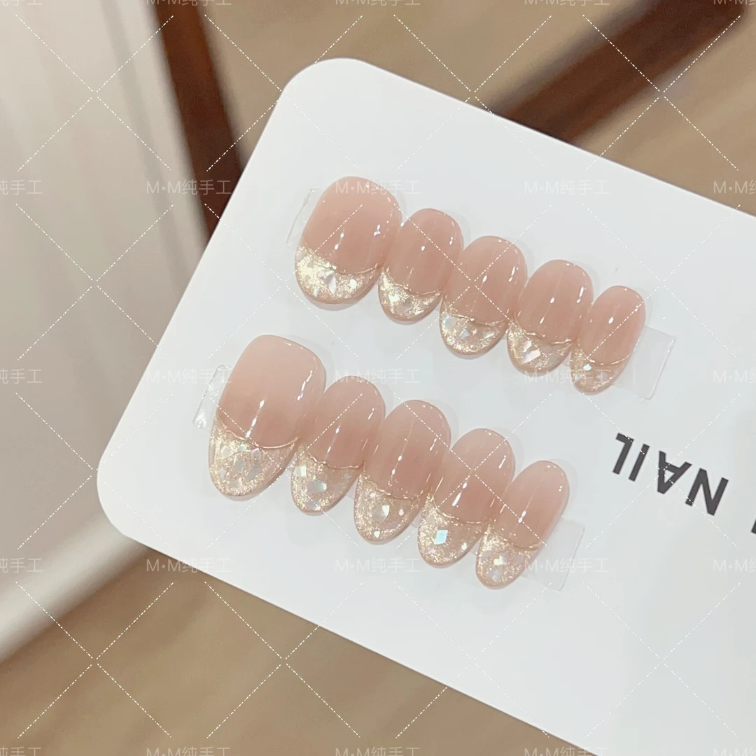 【潮汐拾光】手工穿戴甲显白纯欲猫眼渐变腮红光疗美甲四季流行068