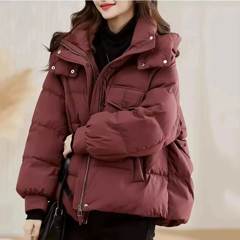 0086短款连帽棉袄棉服2024新款小个子连帽爆款显瘦加厚棉衣大扣子