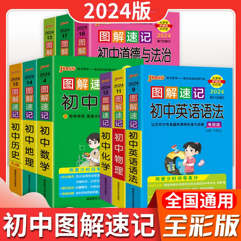 PASS图解速记初中英语同步词汇单词2500词汇语法短语与句型英语