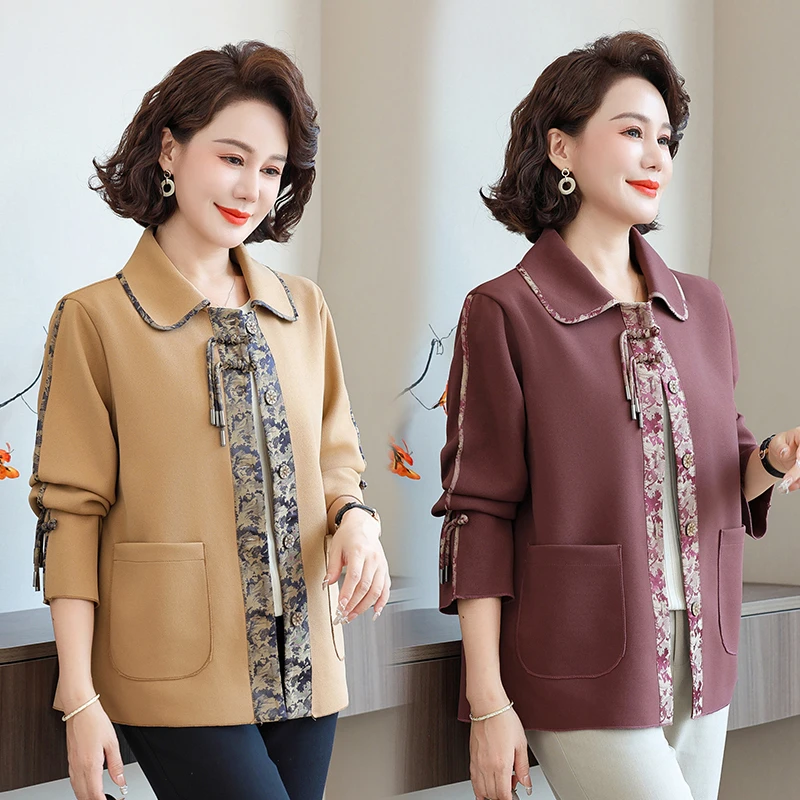 妈妈外套2024秋季新款洋气短款风衣中老年人春秋夹克上衣女装外套