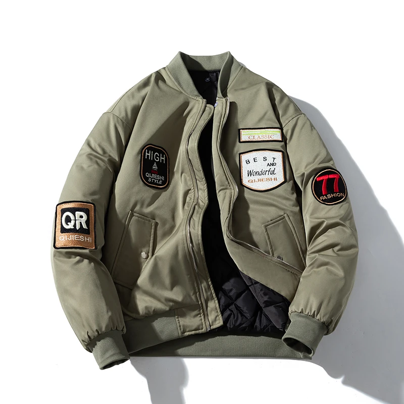 秋冬季美式休闲刺绣棉衣外套男女宽松加厚棒球棉服飞行员夹克棉袄