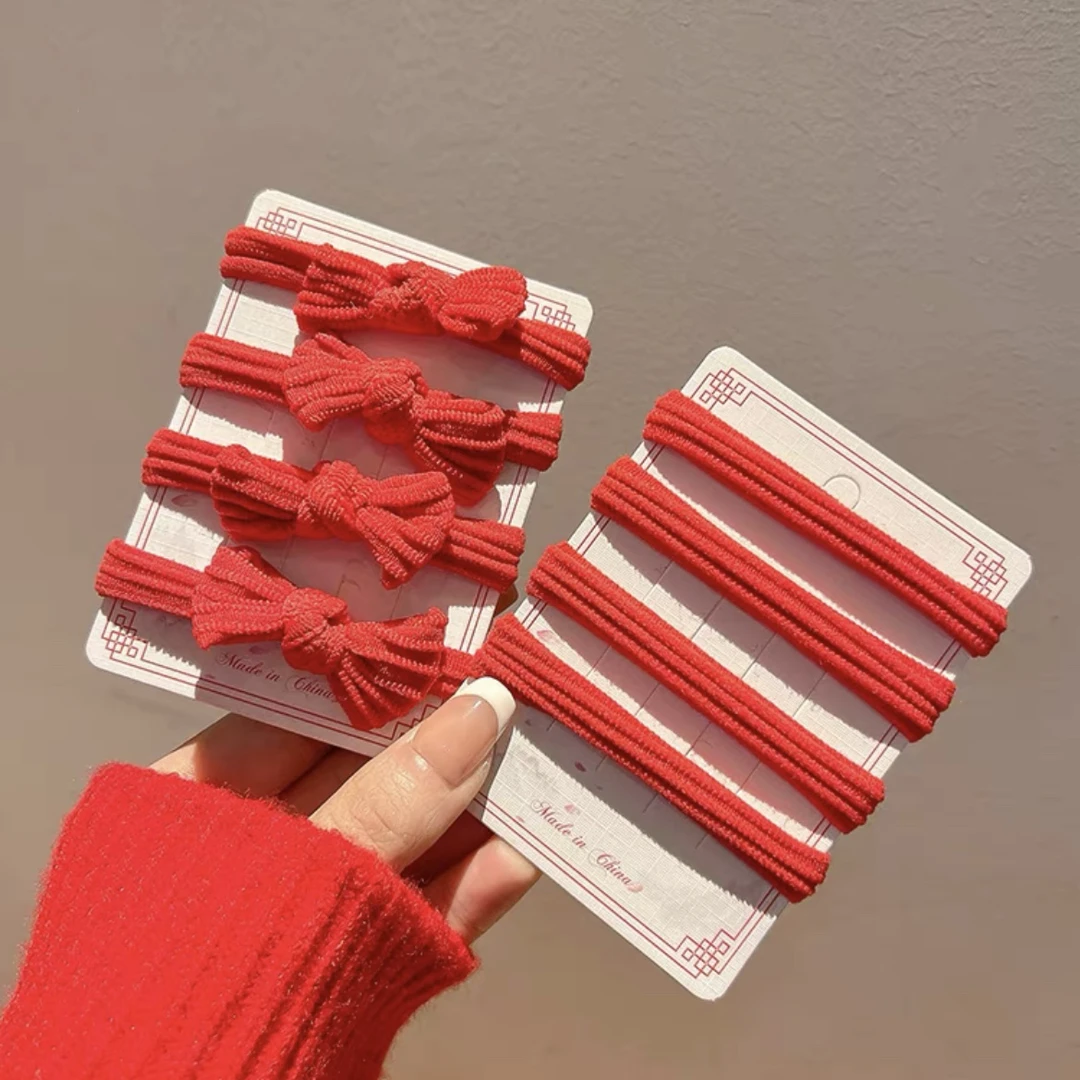 高弹力耐用大红色橡皮筋女气质扎高马尾不伤发发圈头绳子红色头绳