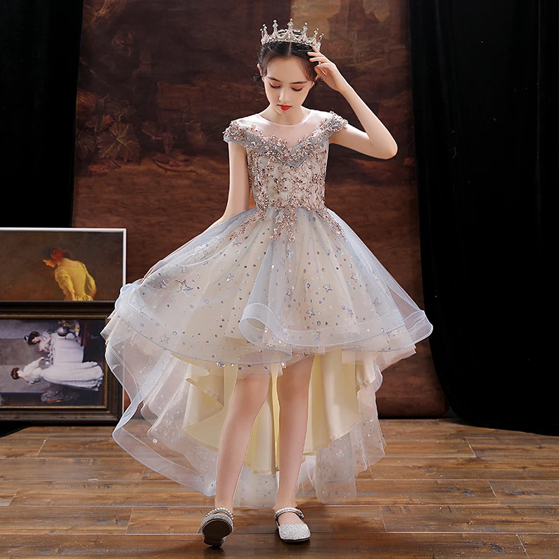 女童礼服儿童小主持人晚礼服花童婚礼钢琴演奏女孩夏季走秀演出服