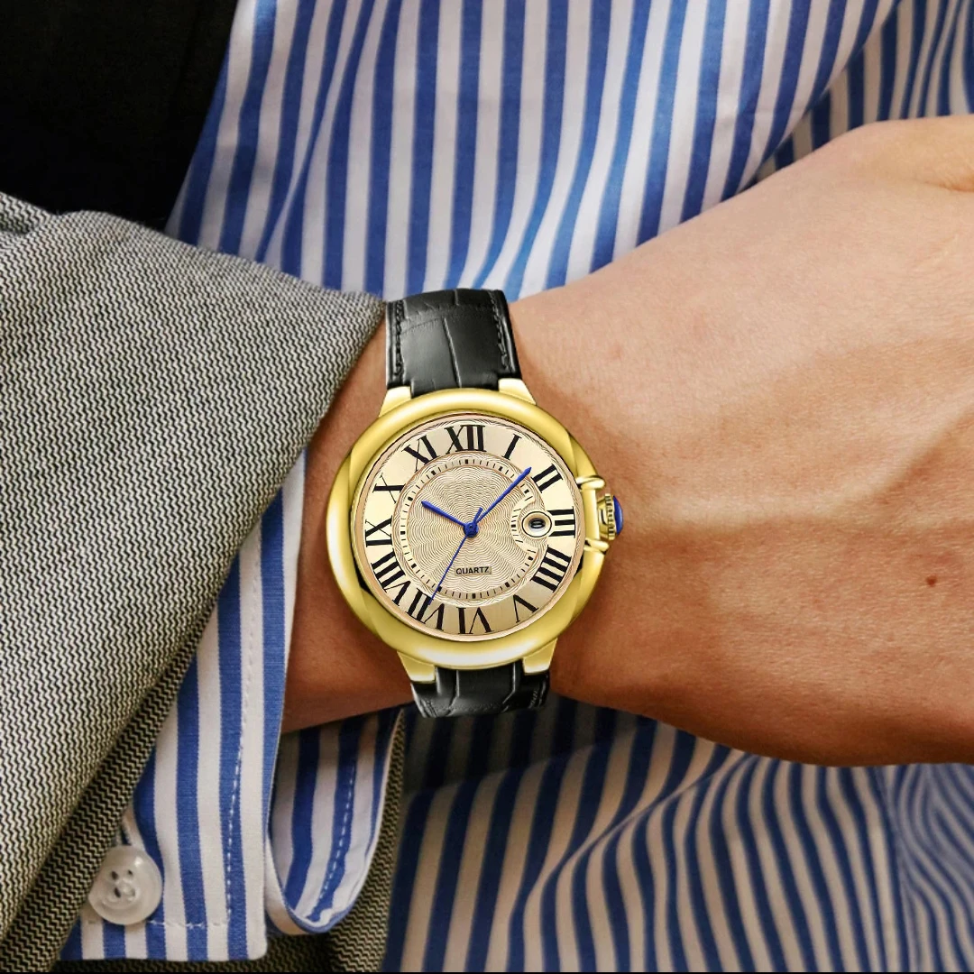 男士手表蓝色针潮流气球手表时尚气质休闲防水腕表经典款