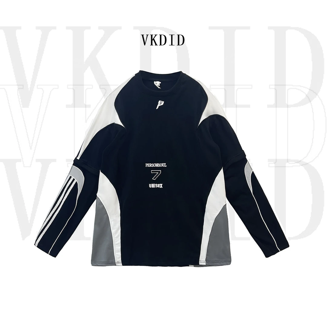 VKDID原创设计品牌刺绣长袖宽松圆领休闲秋冬拼接潮流【小慧专属】