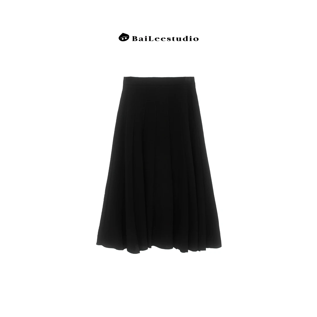 【柏栗良品】夏季新品~韩范气质简约A字百搭半身裙E640