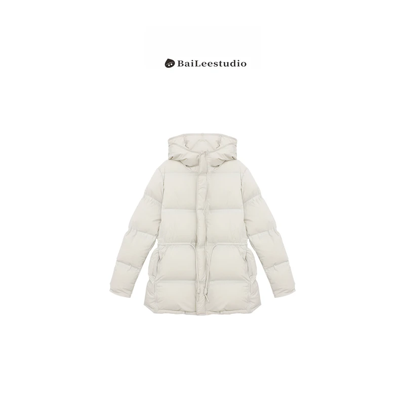 【柏栗良品】冬装新品~95白鹅绒小蛮腰抽绳连帽羽绒服外套0201