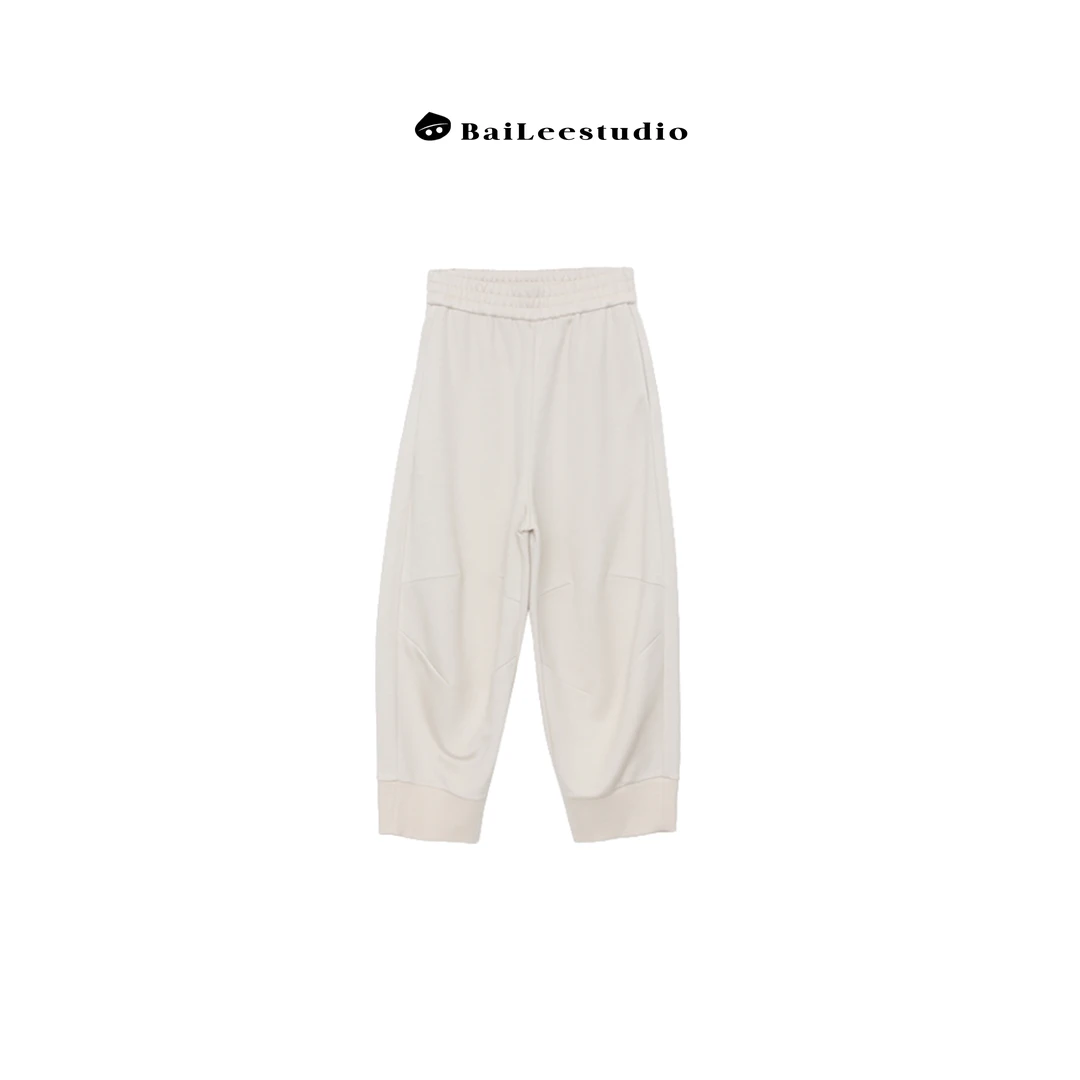 【柏栗良品】F家正品 设计师款立体剪裁松紧腰薄料哈伦卫裤1031