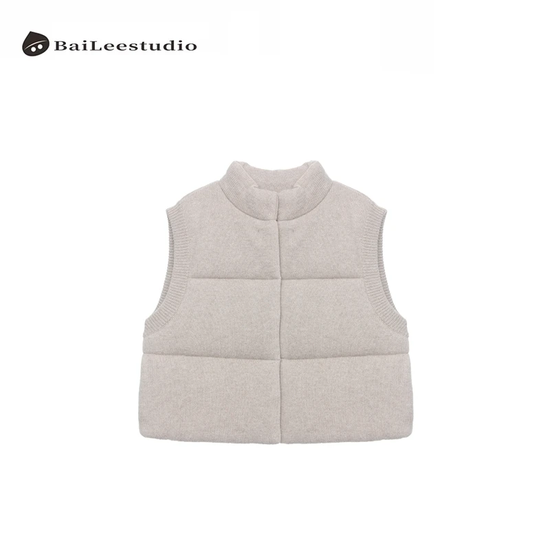 【柏栗良品】设计师小众立领纯色夹棉马甲910480