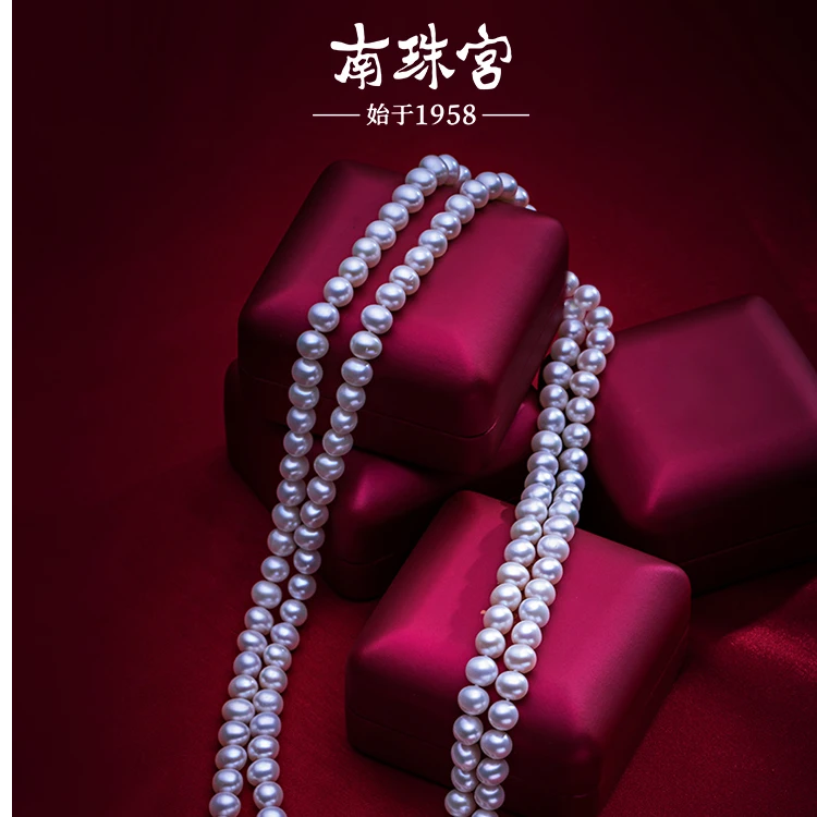 南珠宫爱心间毛衣链长项链白色强光送妈妈婆婆女友礼物X062D