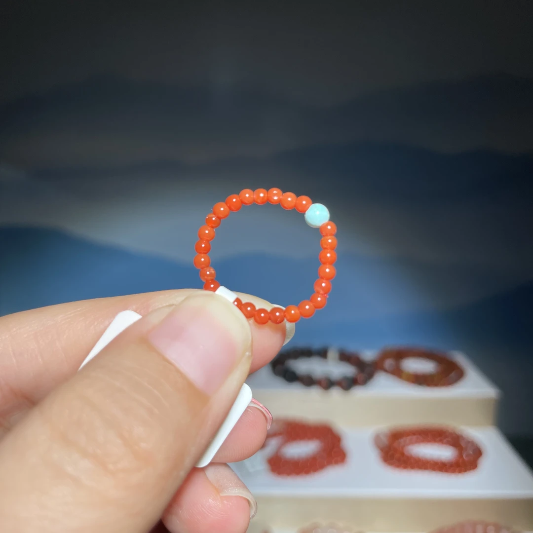 南红玛瑙川料小米珠小珠子戒圈2.5mm 多样性发其一