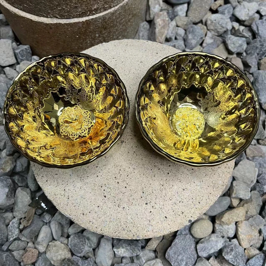 r闪购商品】龙飞凤舞龙凤对杯  茶器 茶杯 主人杯 （无礼盒）