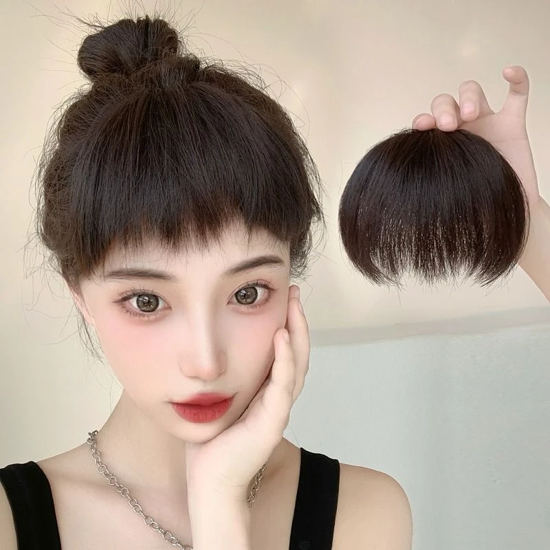 狗啃刘海仿真发女真发自然前额刘海发片额头空气刘海片贴头发刘海