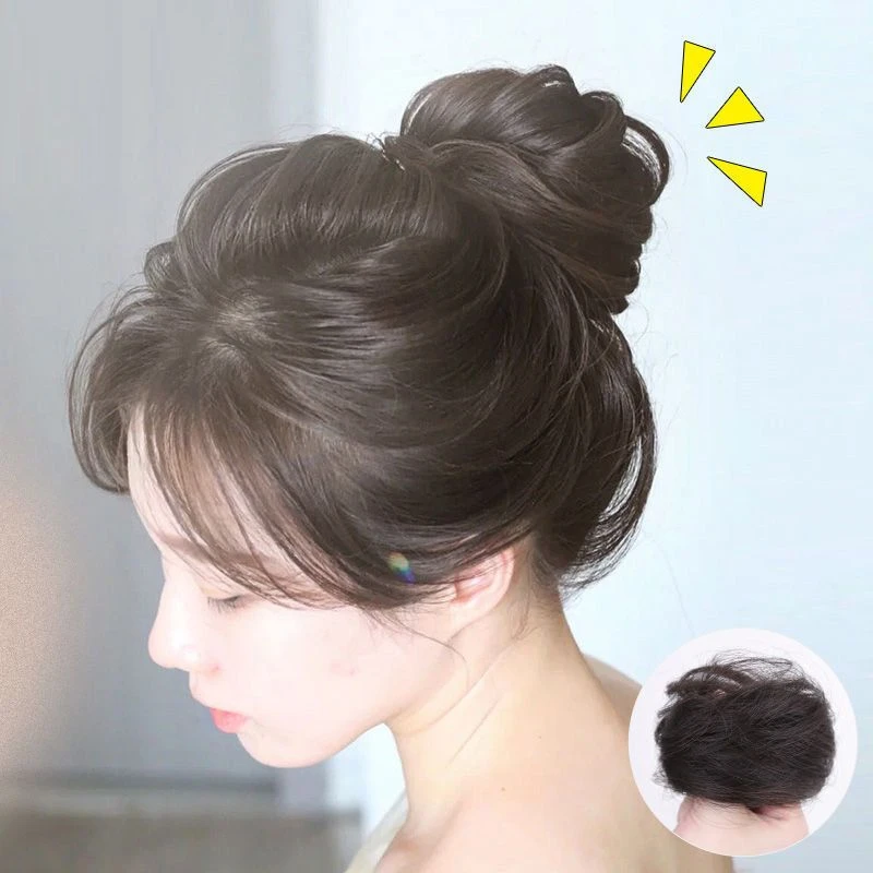 真发发圈丸子头假发包假发女懒人神器花苞头盘发器头饰品蓬松头花