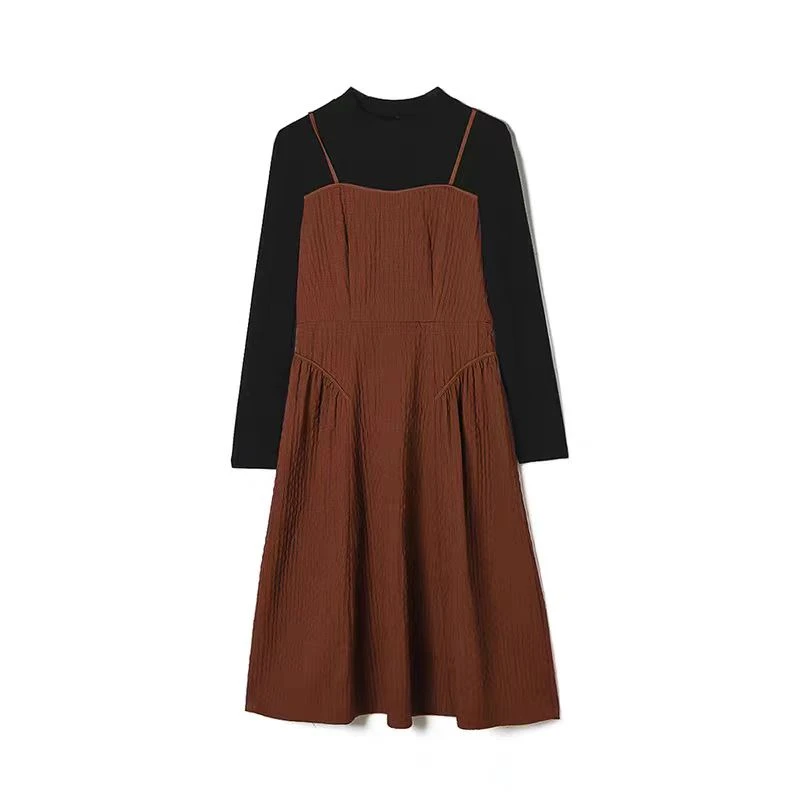 【C2034】时尚气质显瘦纯色收腰长袖连衣裙RS-QH24CL838