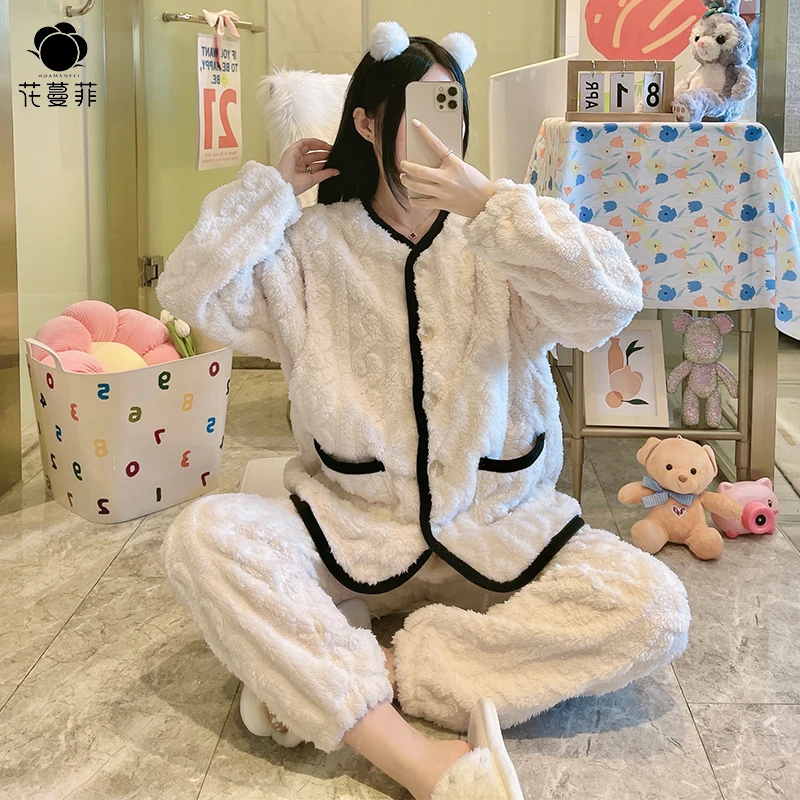 （年底清仓）珊瑚绒圆领月子服孕妇装哺乳衣家居服套装秋冬季（218）