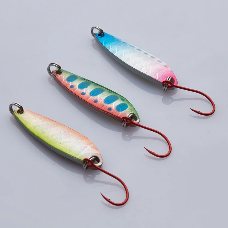 亚伯达CU03-04彩色纯铜亮片加强单钩血红路亚饵军鱼专攻鳟鱼马口