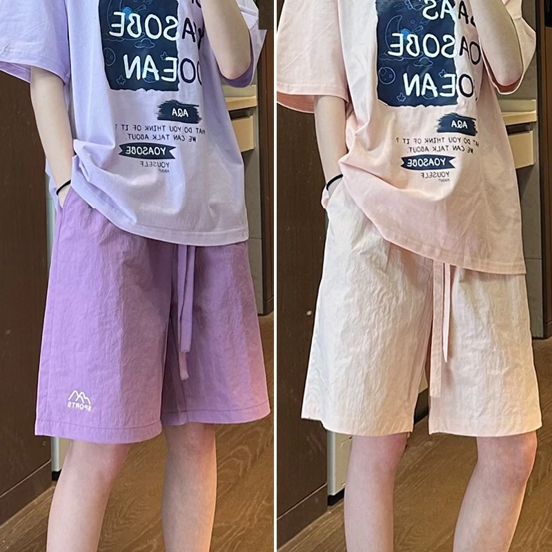 夏季轻薄速干短裤五分情侣直筒运动裤宽松中裤薄款男生女生裤子潮