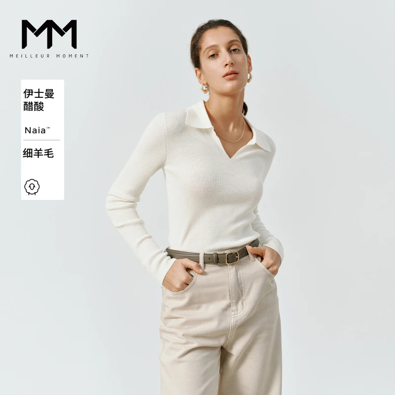 MM麦檬羊毛polo领针织衫打底上衣百搭版型5F1932932