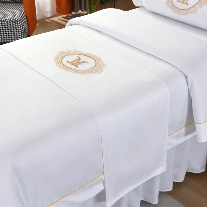 美容院床旗高档轻奢美容床配饰床旗纯色简约床尾巾美容店床上用品