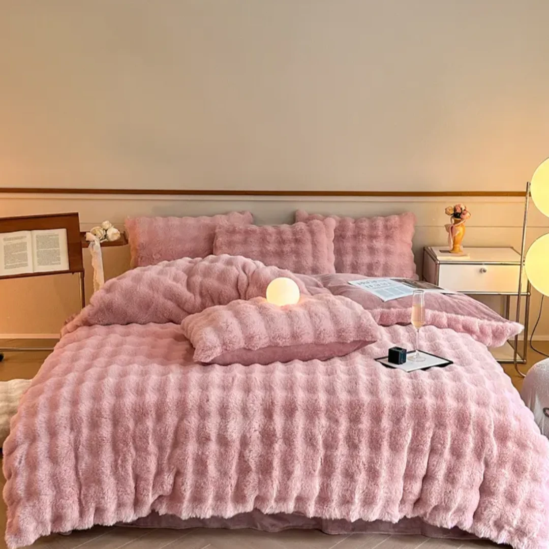 新款秋冬季泡泡牛奶绒四件套冬季必备保暖加厚舒适双面绒