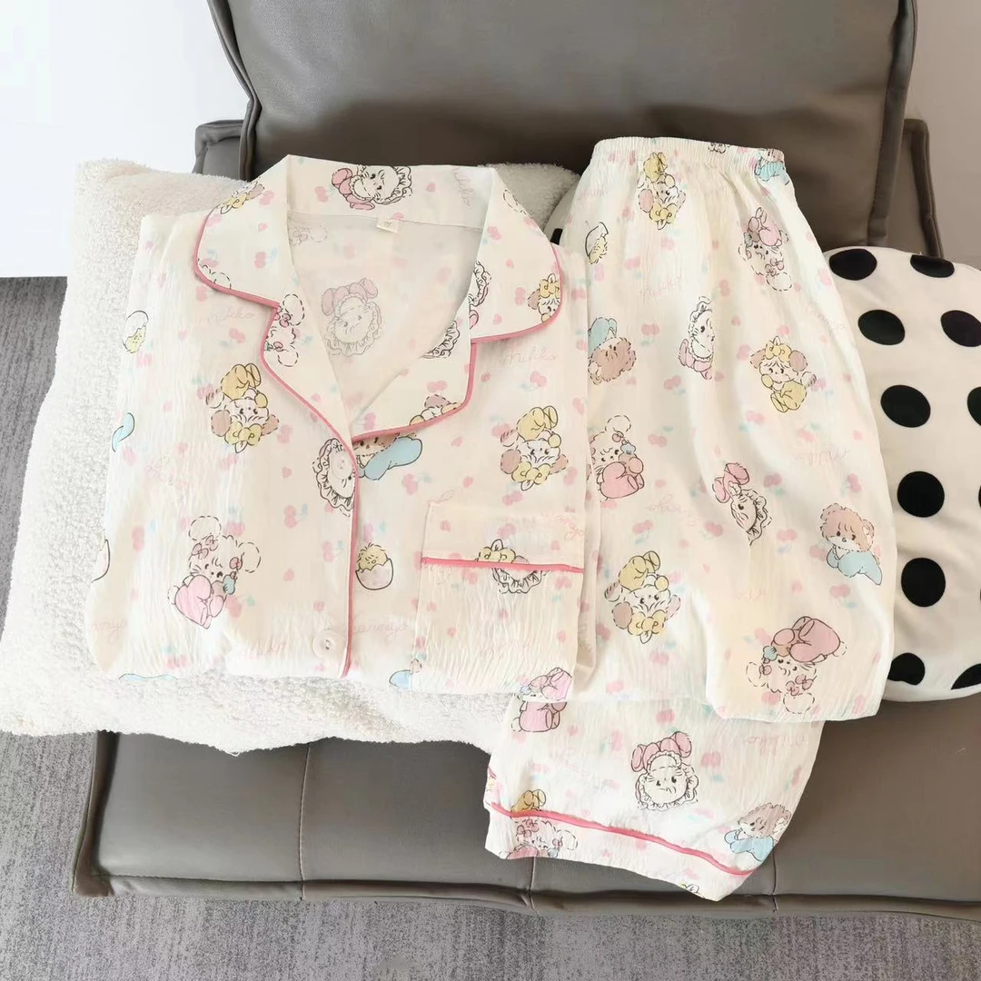 云朵棉网红ins风长袖睡衣女春秋夏季新款卡通mikko猫咪家居服套装