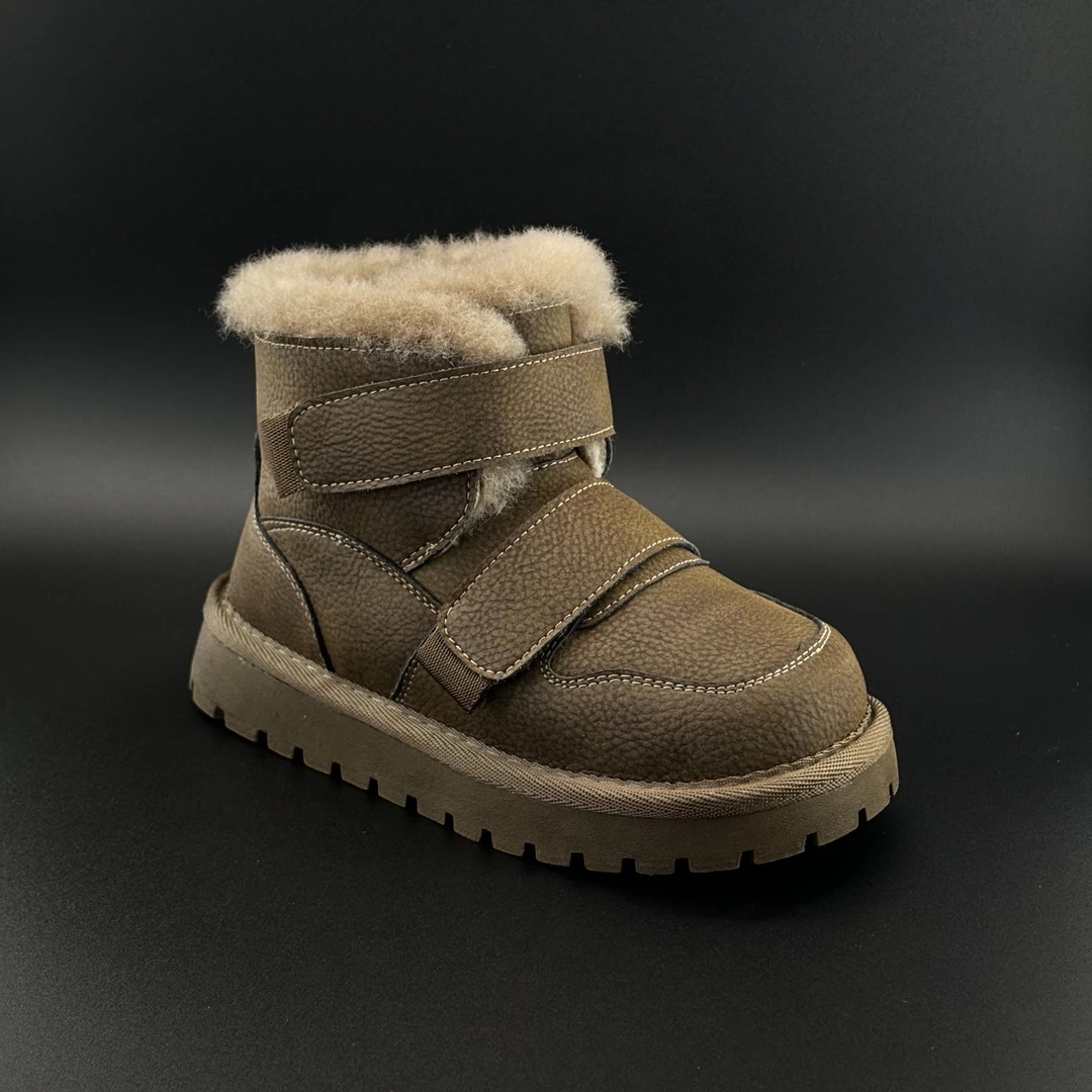 2024冬季新品26-37裘皮定制软皮儿童高帮雪地靴加厚防滑童鞋70129
