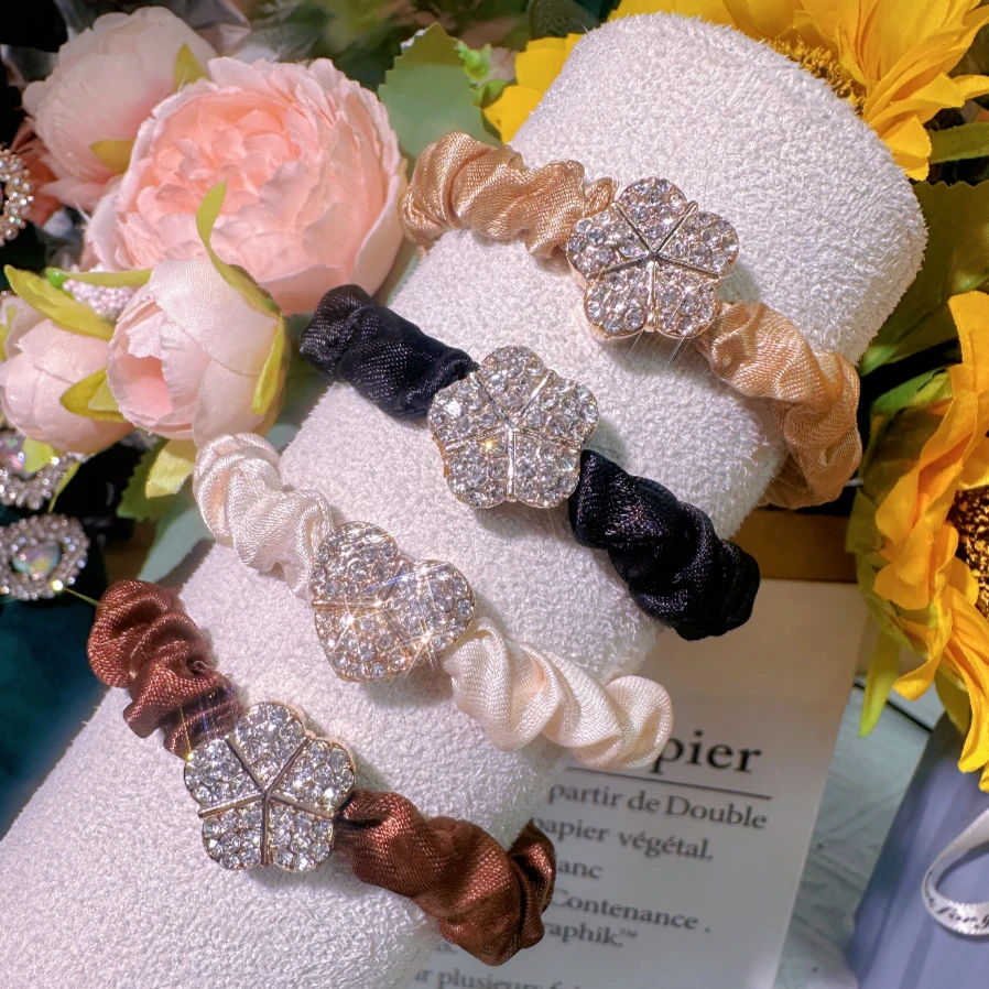 4件套闪钻头绳发圈发绳马尾扎头发优雅满钻时尚简约可爱韩版皮筋