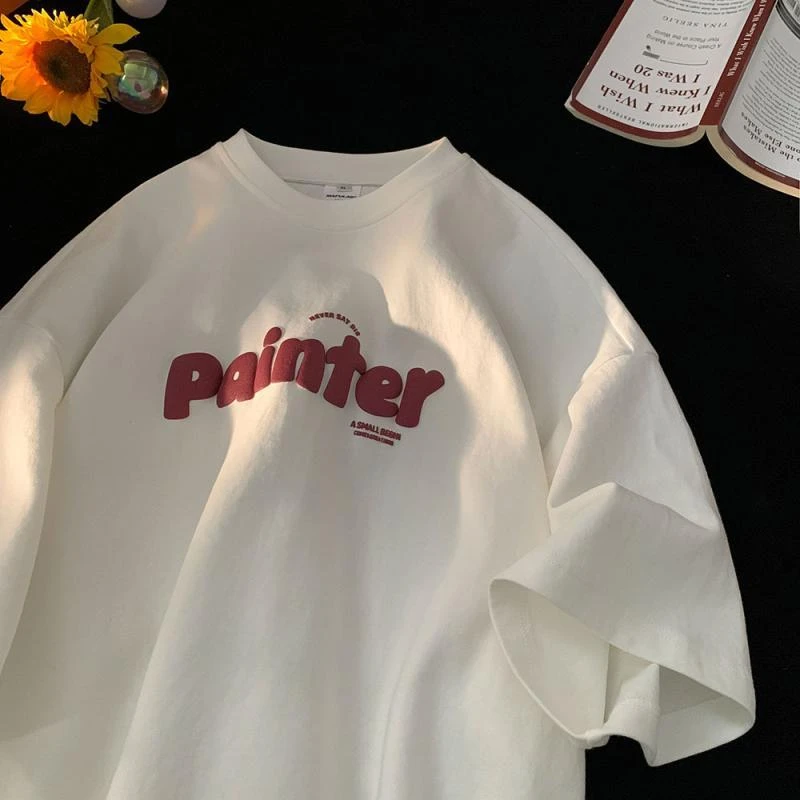 300斤加大码痞帅印花高级感t恤男夏季短袖INS加肥宽松cityboy体恤