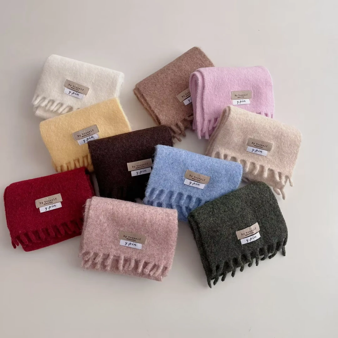 韩系儿童围巾冬季流苏加厚防风保暖宝宝围脖百搭男女童针织围巾冬