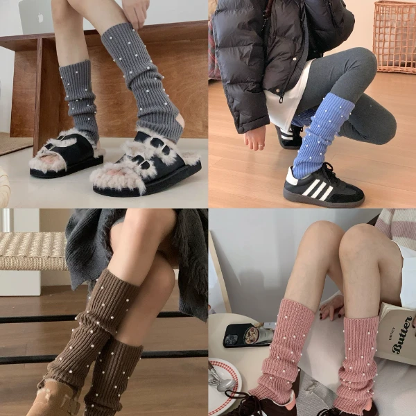 亲子袜子秋冬季小珍珠袜套洋气百搭冬季堆堆袜保暖袜套女小腿袜