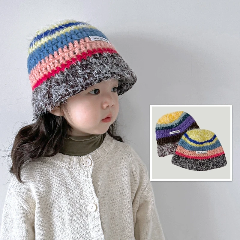 韩版儿童帽子秋冬季新款ins多巴胺手工保暖男女童宝宝针织帽百搭